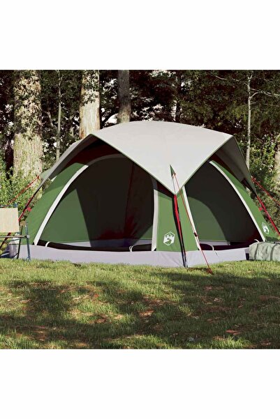 vidaxl Cabina cort de camping, 4 persoane, verde, impermeabil