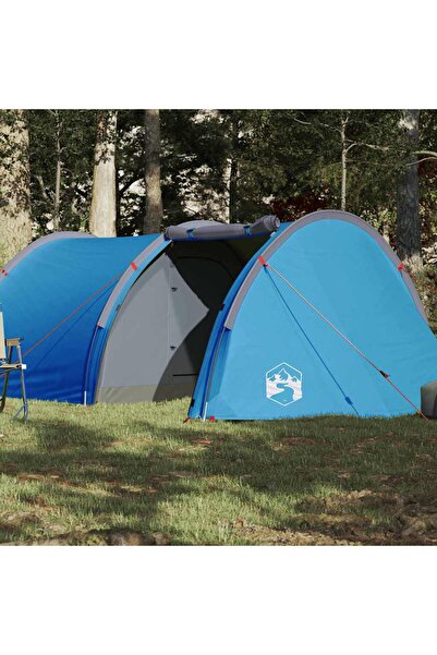vidaxl Cort de camping tunel pentru 4 persoane, albastru, impermeabil