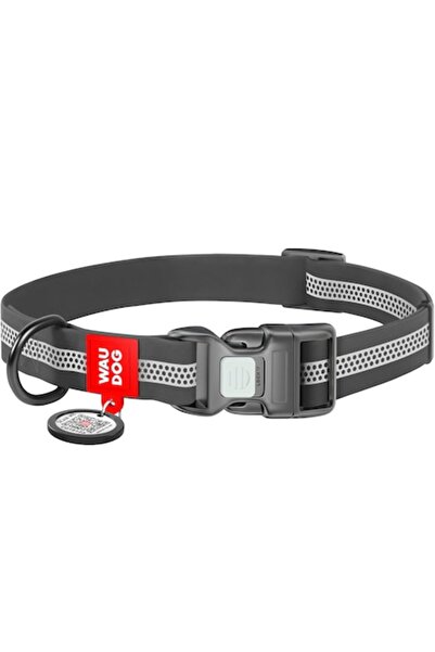 WAUDOG Dog collar, Waterproof, with QR passport, reflective, grey/white, 38-5...