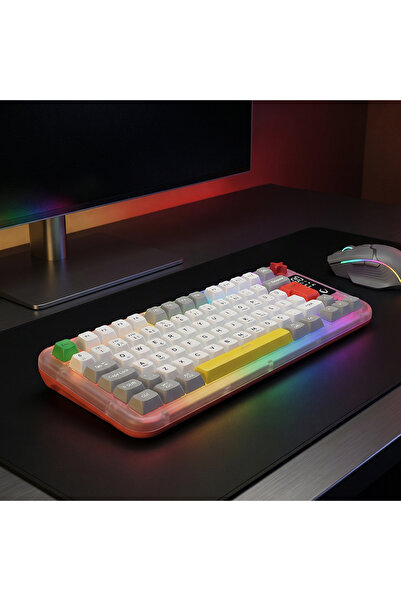 Rampage Reflect 75 Sessiz Ekranlı Şarjlı Kablosuz Bluetooth+2.4Ghz RGB Q Membrane Klavye Oyuncu Klavyesi