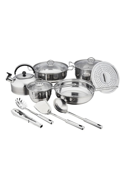 Arabest 14-Piece Stainless Steel Cookware Set, With Lids and kettle, Handles,...