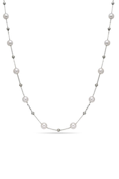Lisa&Co. Lanț Argint Pearls&Drops Argint placat cu rodiu / Shellpearls / Alb