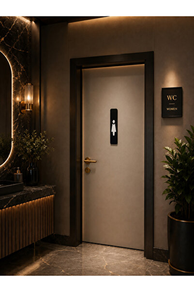Sek Trend WC Tuvalet Tabelası Kadın Erkek Pleksi Kapı Yönlendirme Levhası 6x2...