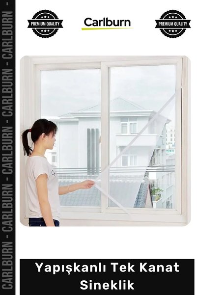 Carlburn #TülSineklik 125x75 cm İnce Dokulu Tül Pratik Montaj Pencere Kapı Uy...