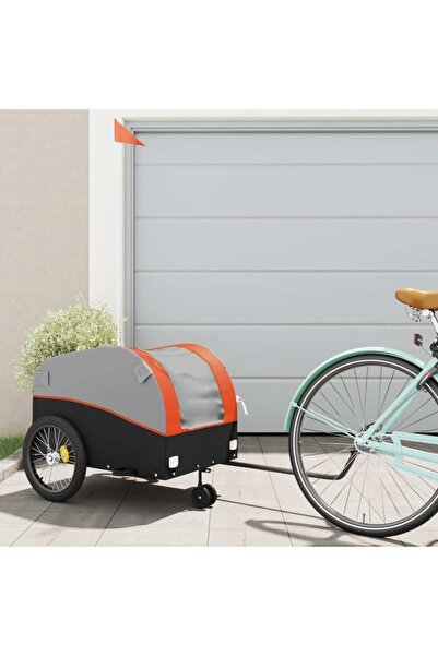 vidaxl Remorcă pentru biciclete, negru și portocaliu, 45 kg, fier