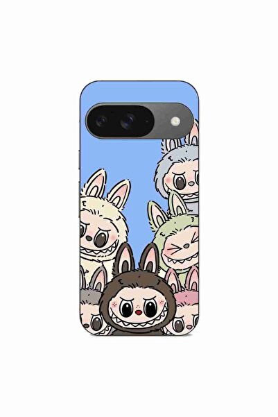 OEM Husa compatibila cu Google Pixel 9 Silicon Gel Tpu Model Labubu Pattern Blue