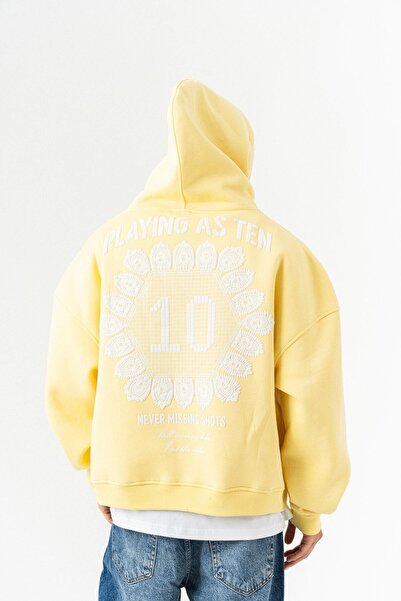 jaceyjace Playing 10 Kapüşonlu Oversize Sweatshirt - Sarı