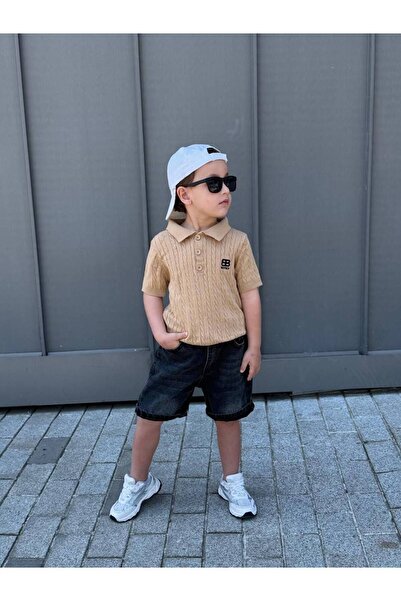 MİNİK DÜŞLER Tricotaj pentru băieți, tricou cu guler polo, set pantaloni scur...