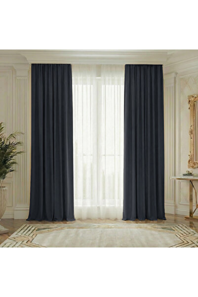 ArasyaHome YEMEN 80% Blackout Thick Texture Drapery Curtain Navy Blue