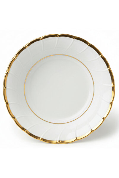 AKDC Yamatsu White Porcelain Soup Bowl with Gold Rim — 5 Inch | Premium Table...