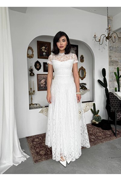 Ayzde Fashion Romantik Fransız Dantel Maxi Elbise Elcisa