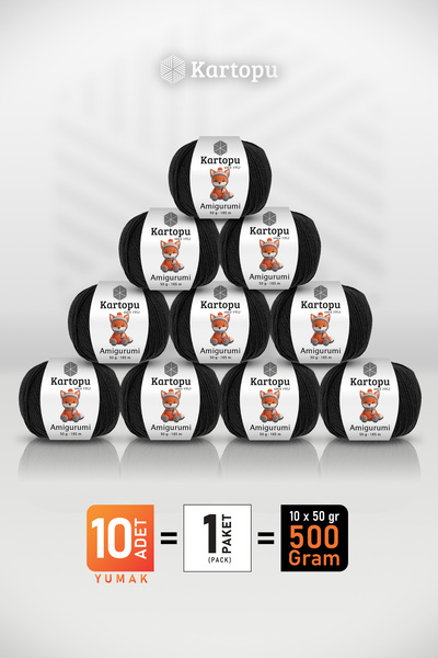 Kartopu Amigurumi - Black (K940) - Pack of 10 - 50Gr/165M - Toy Punch - Baby ...