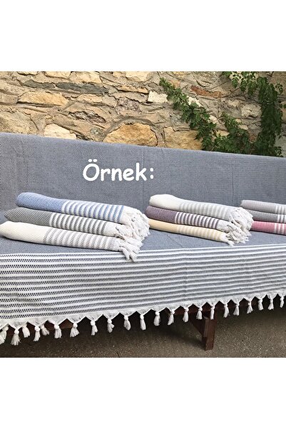 Mandaş Bej - Pamuklu Kaymaz Hasır Dokuma Maxi Boy Kolları Örten Koltuk Örtüsü (180x310)