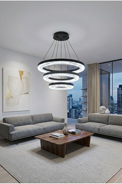Lüxev Lighting Lara Model Siyah 3 Renk Modu Ledli Modern Salon Mutfak Çocuk Y...