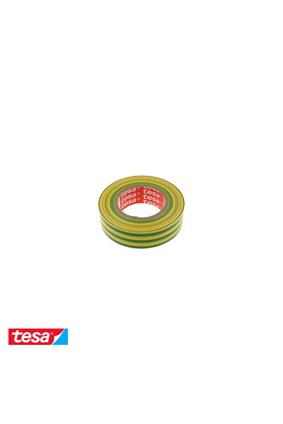 Tesa Bandă adezivă electroizolantă, din PVC moale ignifug, galben/verde, 20m ...