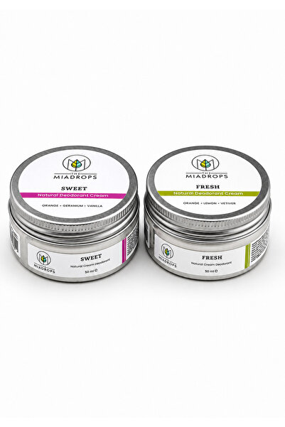 The Miadrops Fresh & Sweet Doğal Krem Deodorant İkili Set 50 ml x2 | Alüminyu...