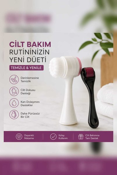 Kinlee 2-Piece Skin Care Set – Micro Needle Derma Roller + Facial Cleansing B...