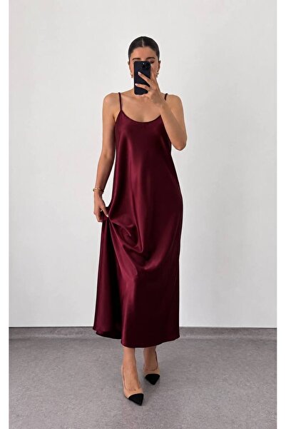 Femaura Elbise - FM0901 Model Saten Askılı Elbise