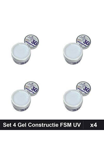 FSM Set 4 Gel Constructie UV LED 15g, Alb Laptos Intens, Sculpting Unghii