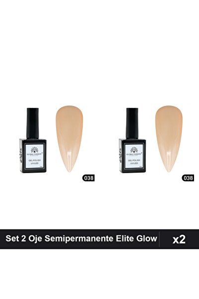 global fashion Set 2 Oje Semipermanente Elite Glow 15ml, Gel Polish UV/LED