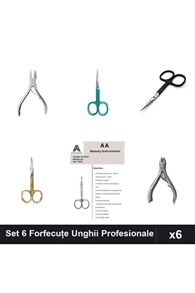 One Group Set 6 Forfecuțe și Clești Unghii Profesionale, Pedichiură și Cuticu...