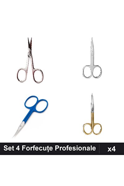 One Group Set 4 Forfecuțe Profesionale Unghii și Cuticule, Argintiu Albastru ...