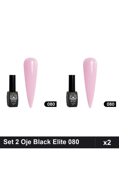 global fashion Set 2 Oje Semipermanente Black Elite 8ml, Nuanta 080, Manichiu...