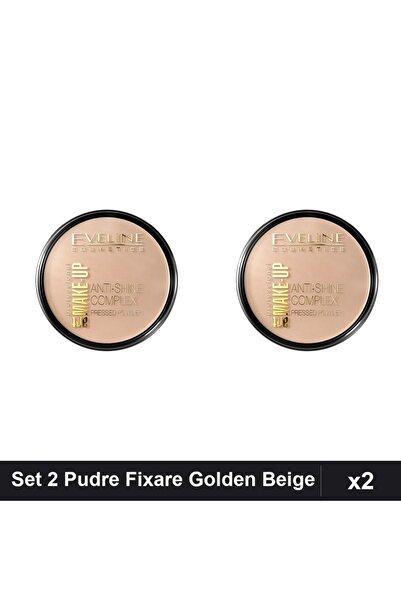 Eveline Set of 2 Compact Powders Anti-Shine Complex 35 Golden Beige 14g