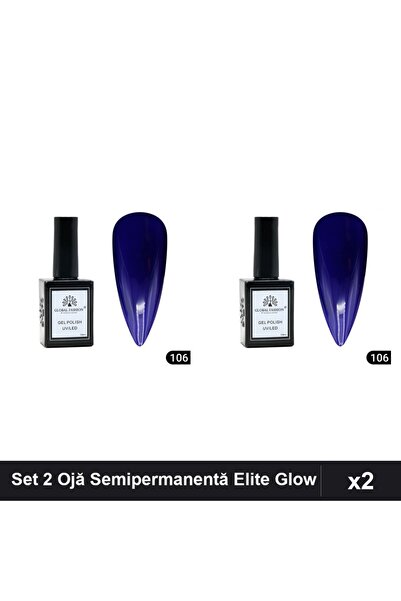 global fashion Set 2 Ojă Semipermanentă Elite Glow 15ml, Gel Polish UV/LED