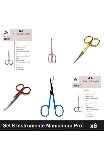 Makeup Set 6 Instrumente Manichiura Profesională, Unghieră și Foarfece Cuticu...