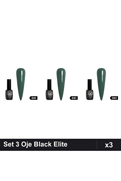 global fashion Set of 3 Semi-permanent Nail Polish Black Elite 8ml, Professio...