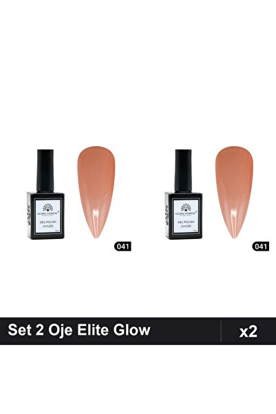 global fashion Set 2 Oje Semipermanente Elite Glow 15ml, Gel Polish Global Fa...