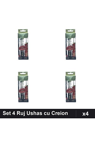 TLM Set of 4 Ushas Lipstick No. 18 with Contour Pencil, Lip Makeup, Single Color
