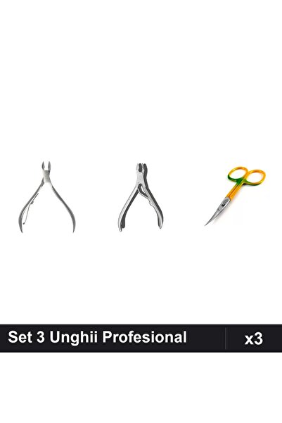 One Group Set 3 Unghii Profesional - Forfecuță Cuticule, Clește Pedichiură,
