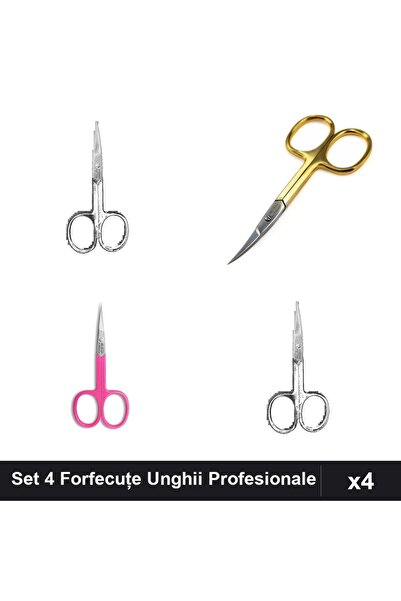 One Group Set 4 Forfecuțe Profesionale Unghii și Cuticule, Negru Gold Roz, Ma...
