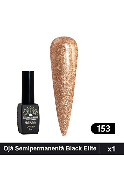 global fashion Ojă Semipermanentă Black Elite 8ml, Nuanță 153, Manichiură UV/LED