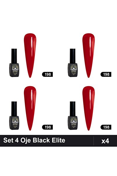 global fashion Set 4 Oje Semipermanente Black Elite 8ml, Manichiura UV/LED Pr...