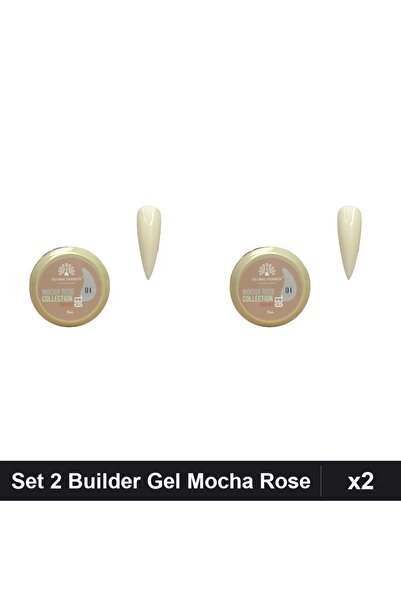 global fashion Set 2 Builder Gel Mocha Rose 15g, Constructie Unghii Gel UV/LED,
