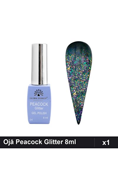 Makeup Ojă Semipermanentă Peacock Glitter 8ml, Nuanță 04, Manichiură UV/LED