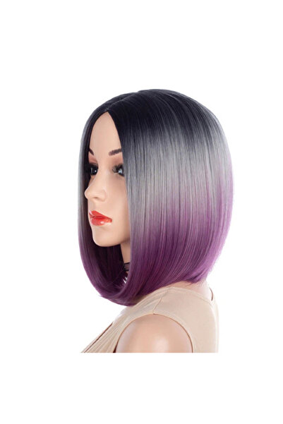 Other Black purple short wig, daily, role-playing, and party supplies wig