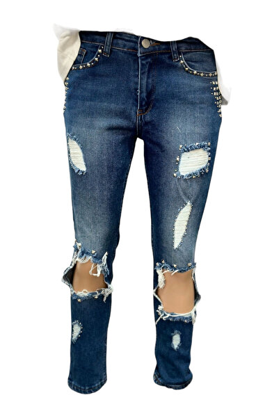 OEM Pantaloni dama denim taieturi si capse - P120