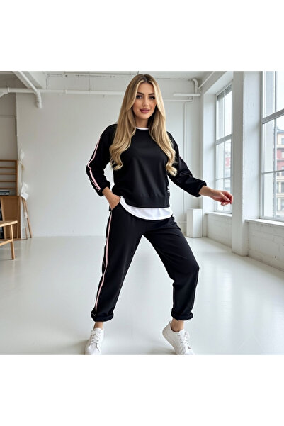 OEM Compleu Dama Sport Hanorac Crop si Pantaloni - Negru S-L