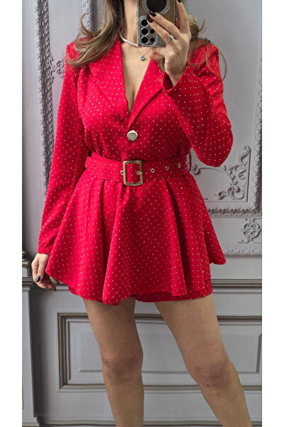 OEM Rochie Sacou cu Sclipici si Curea