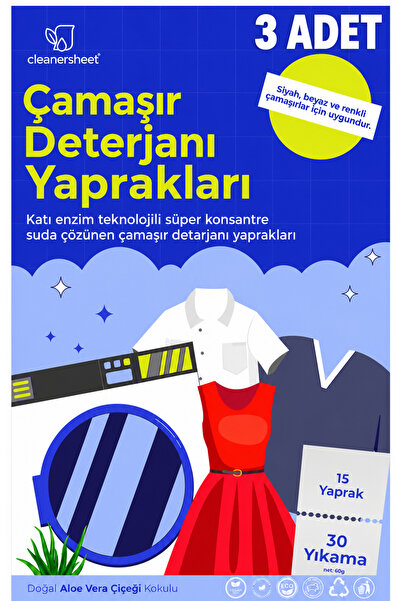 Yaprak Çamaşır Deterjanı - 90 Yıkama | Siyah, Beyaz ve Renkliler | Kendinden Yumuşatıcılı Çamaşır Deterjan Yaprakları