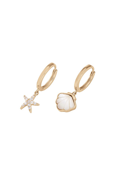 Lisa&Co. Cercei Argint Seashore Hoops Argint placat cu aur galben / Zircon&Si...
