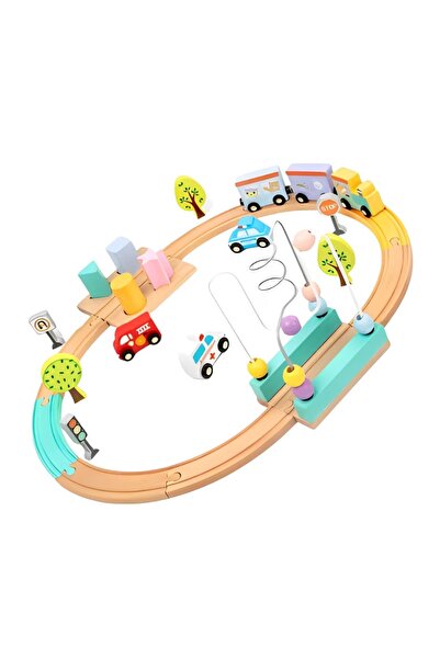 divendi-ro Circuit cu tren interactiv, cu 20 de piese, bile, animale, mașini ...