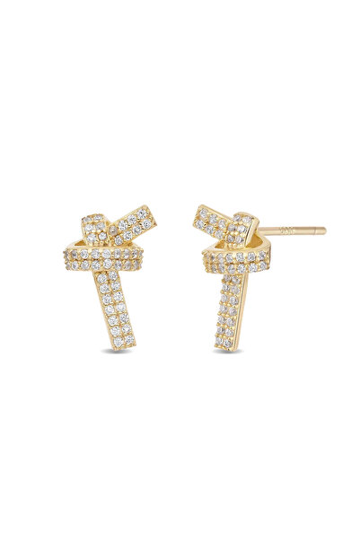 Lisa&Co. Cercei Argint Nodo Argint placat cu aur galben / Zircon / Alb