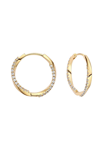 Lisa&Co. Cercei Argint Twisted Hoop Argint placat cu aur galben / Zircon / M