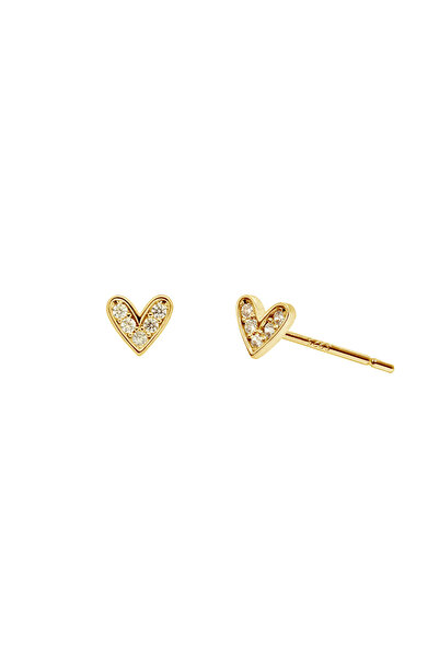 Lisa&Co. Cercei Argint Shiny Heart Frame Argint placat cu aur galben / Zircon...
