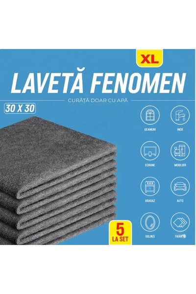 Herum Set de 5 lavete magice, din microfibră, curățare ușoară, doar cu apă, p...